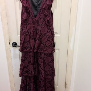 Lulu's Burgundy Lace Maxi Dress